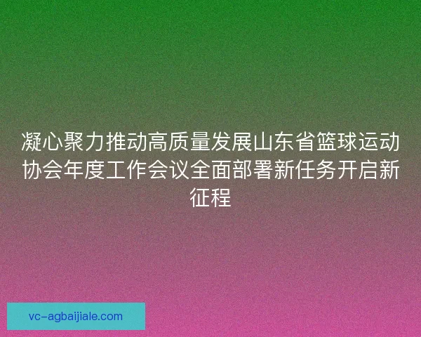 凝心聚力推动高质量发展山东省篮球运动协会年度工作会议全面部署新任务开启新征程 凝心聚力推动高质量发展山东省篮球运动协会年度工作会议全面部署新任务开启新征程