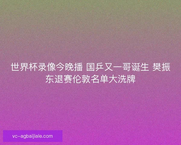 世界杯录像今晚播 国乒又一哥诞生 樊振东退赛伦敦名单大洗牌 世界杯录像今晚播 国乒又一哥诞生 樊振东退赛伦敦名单大洗牌